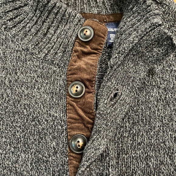 CHAPS Pullover Sweater | Men’s XXL | Gray with Brown Corduroy Patches at Sleeves - Picture 4 of 11